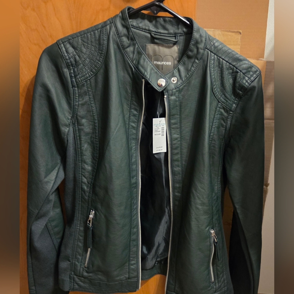 Maurices Dark Green Leather Jacket